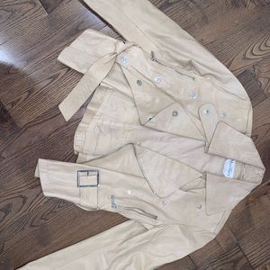 Max Mara Cream Moto Leather Jacket